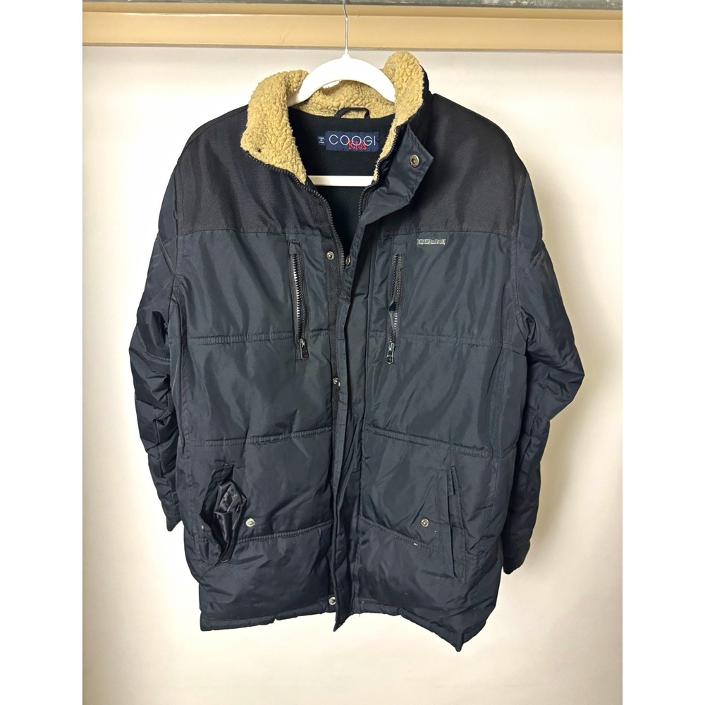 COOGI Kids Boys Black Puffer Jacket Full Zip Fleece Lined Size L 23x28